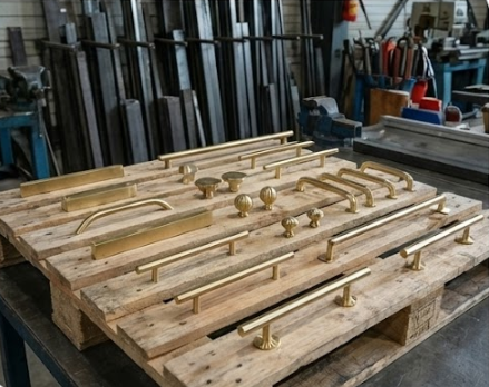 Finished metal furniture hardware